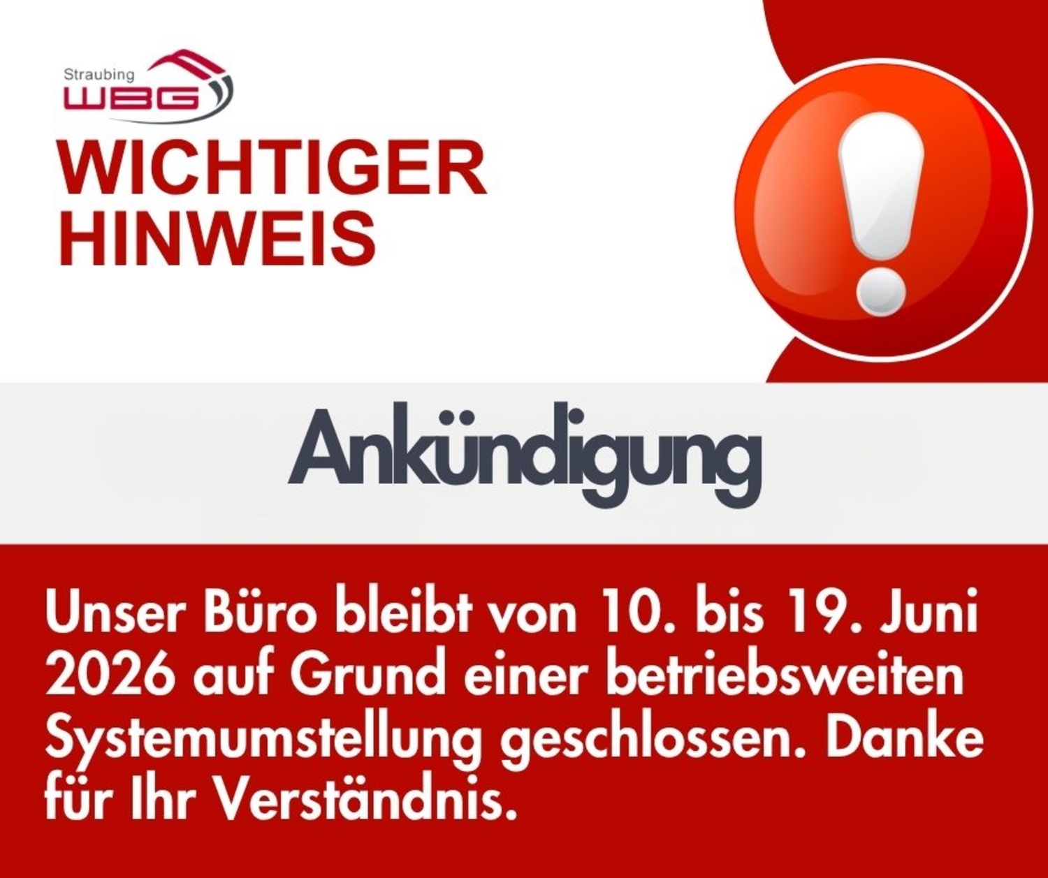 Ankündigung - bitte beachten!